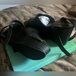 Black BCBG peep toe sandal